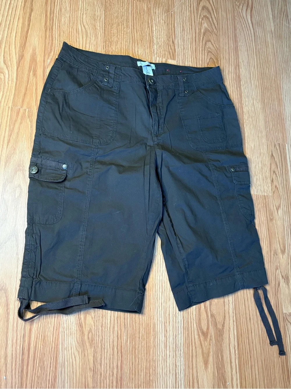 Dress barn Cargo Bermuda Shorts with Side Ties Dark Brown